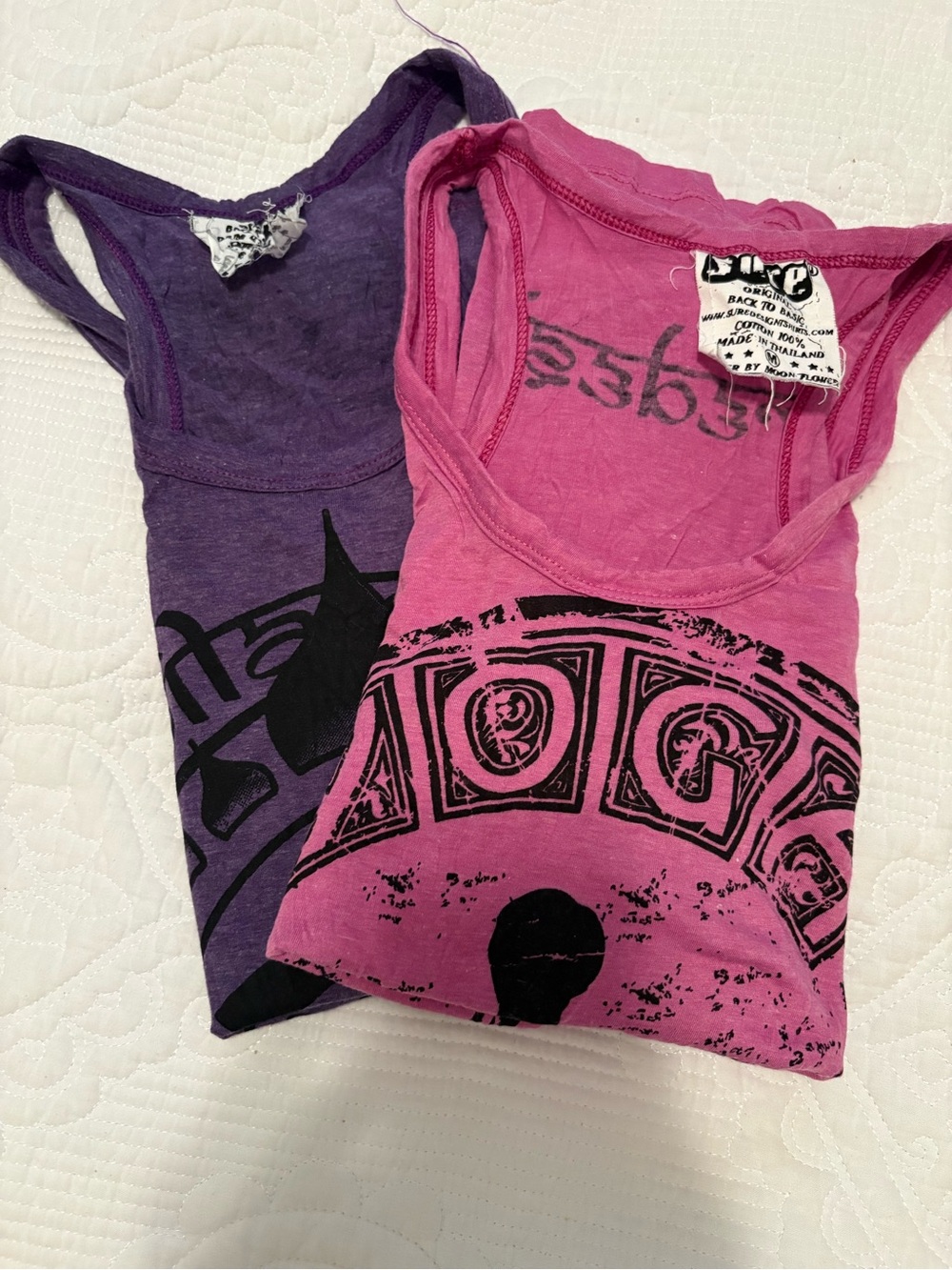 Graphic Yoga themed Tank Tops - Pink & Purple